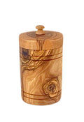 Olive Wood Salt Keeper With Lid - Hand Carved Spice Jar For Kitchen